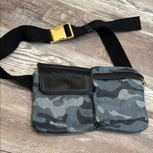G.I.L.I. Black and Blue Belt Bag/Fanny Pack Bag with Blue Camo Print